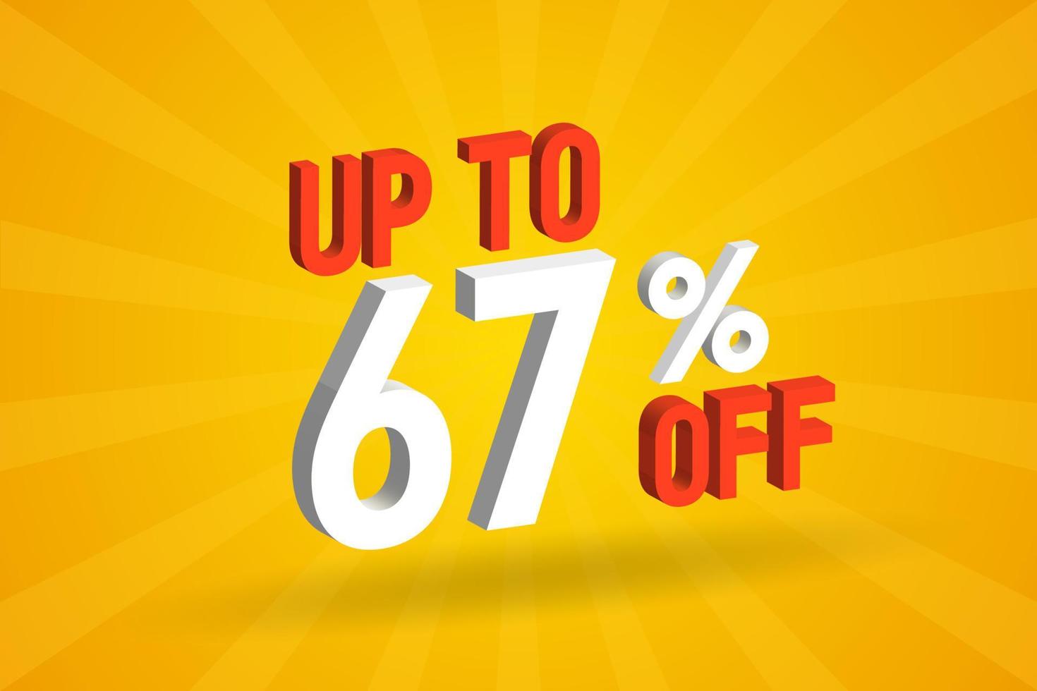 Up To 67 Percent off 3D Special promotional campaign design. Upto 67 of 3D Discount Offer for Sale and marketing. vector