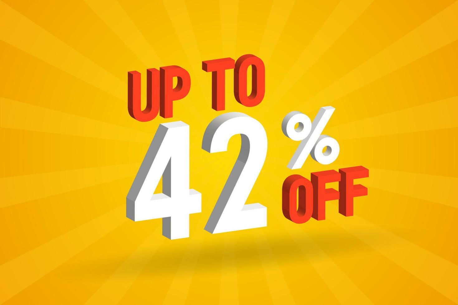 Up To 42 Percent off 3D Special promotional campaign design. Upto 42 of 3D Discount Offer for Sale and marketing. vector