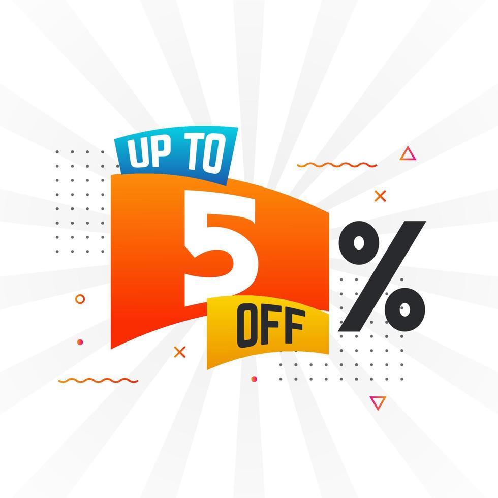 Up To 5 Percent off Special Discount Offer. Upto 5 off Sale of advertising campaign vector graphics.