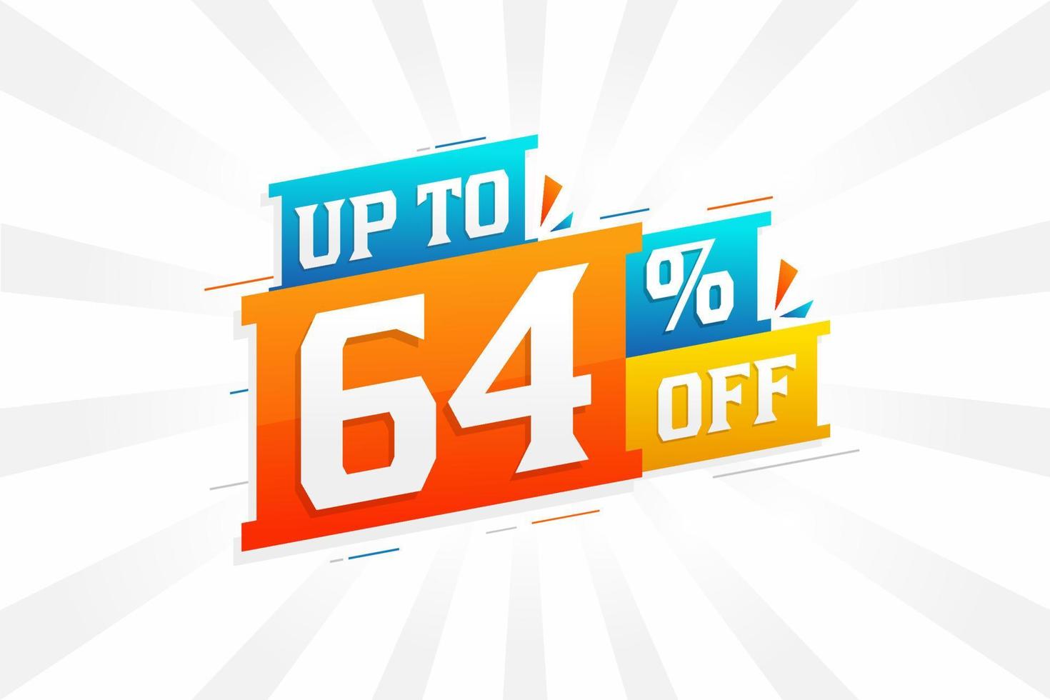 Sale of advertising campaign up to 64 Percent off promotional design. vector