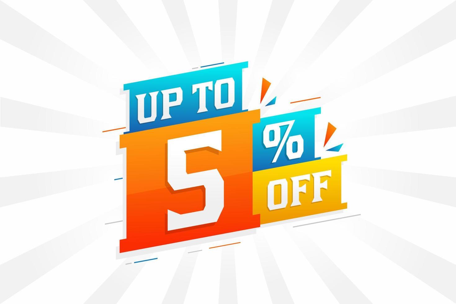 Sale of advertising campaign up to 5 Percent off promotional design. vector