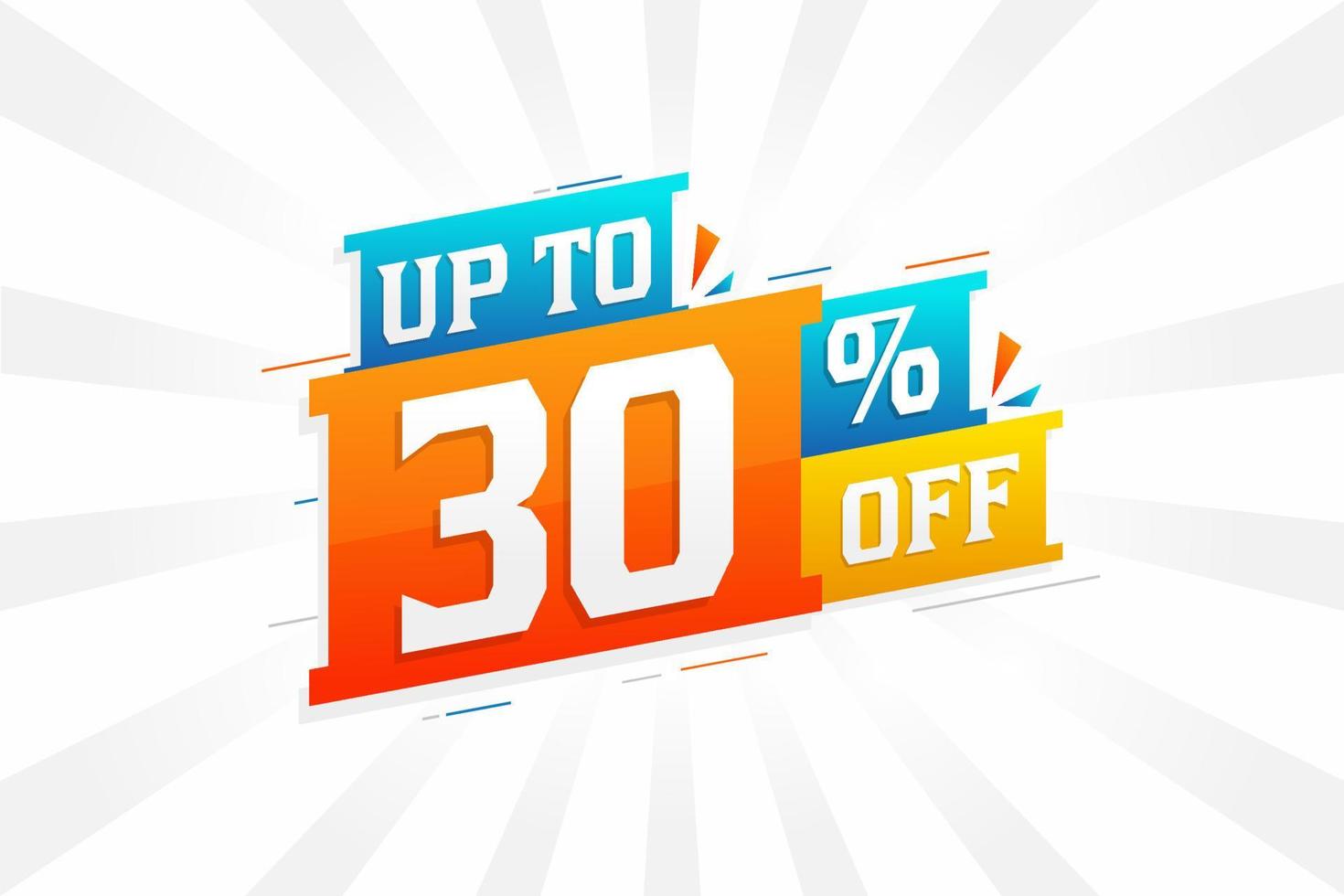 Sale of advertising campaign up to 30 Percent off promotional design. vector