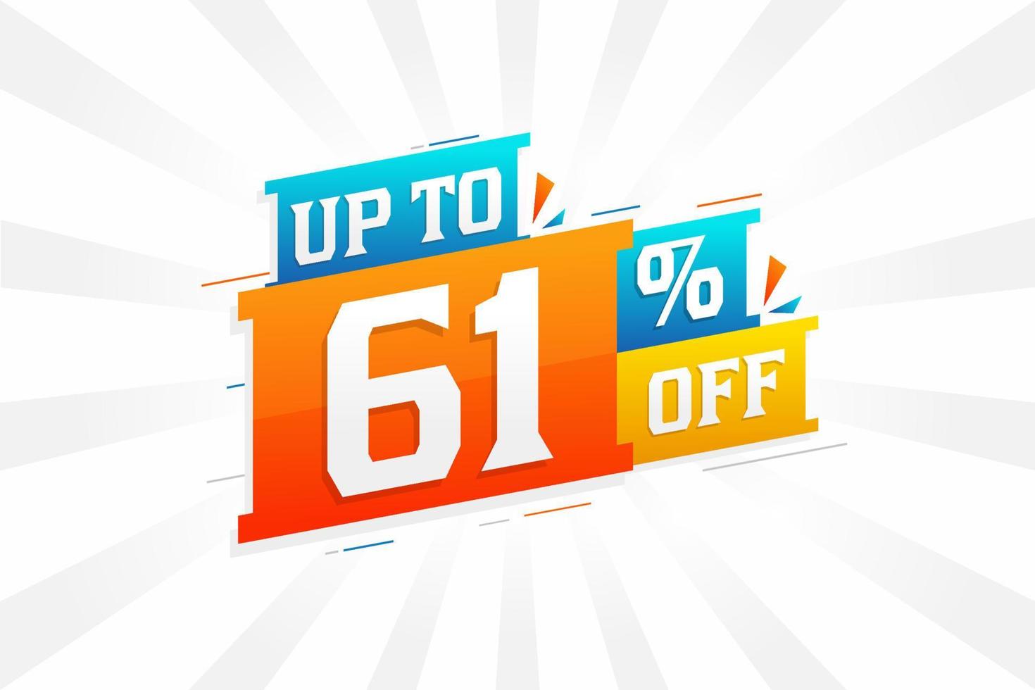 Sale of advertising campaign up to 61 Percent off promotional design. vector
