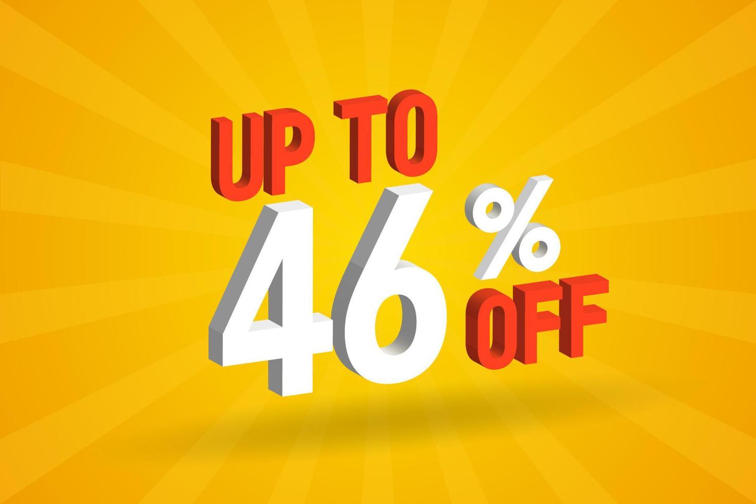 Up To 46 Percent off 3D Special promotional campaign design. Upto 46 of 3D Discount Offer for Sale and marketing. vector