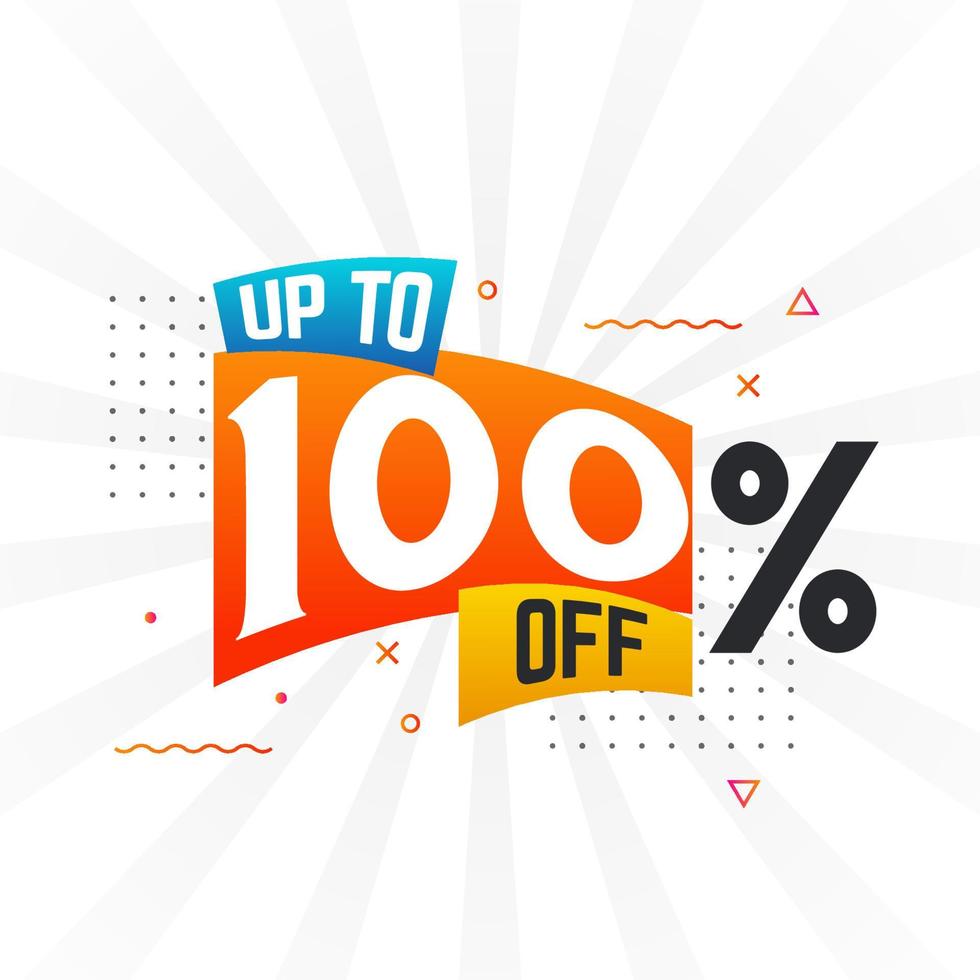 Up To 100 Percent off Special Discount Offer. Upto 100 off Sale of advertising campaign vector graphics.