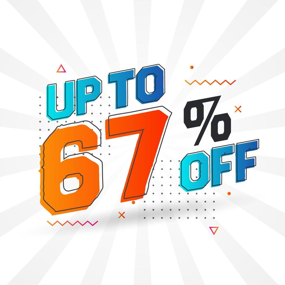 Sale of advertising campaign up to 67 Percent off promotional design. vector