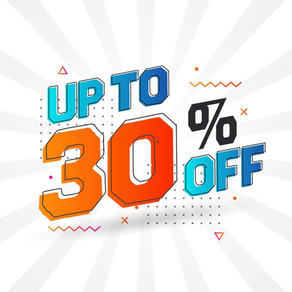 Sale of advertising campaign up to 30 Percent off promotional design. vector