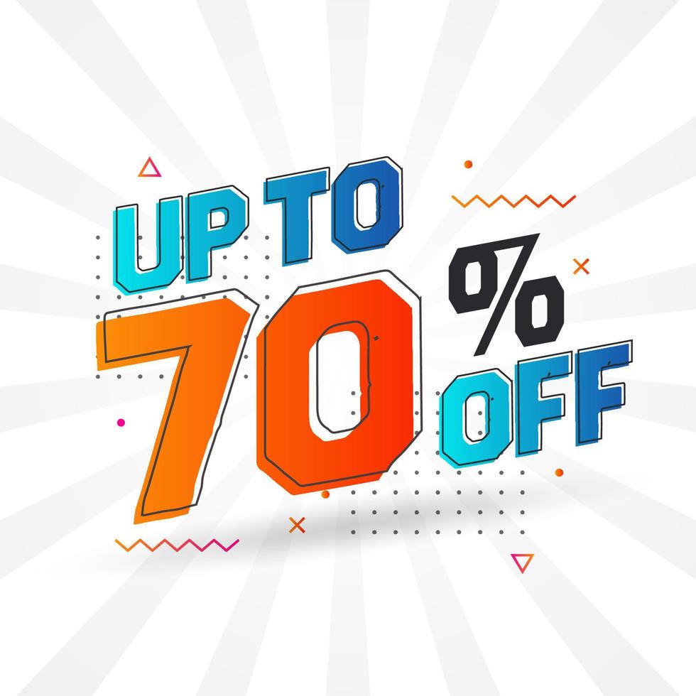 Sale of advertising campaign up to 70 Percent off promotional design. vector