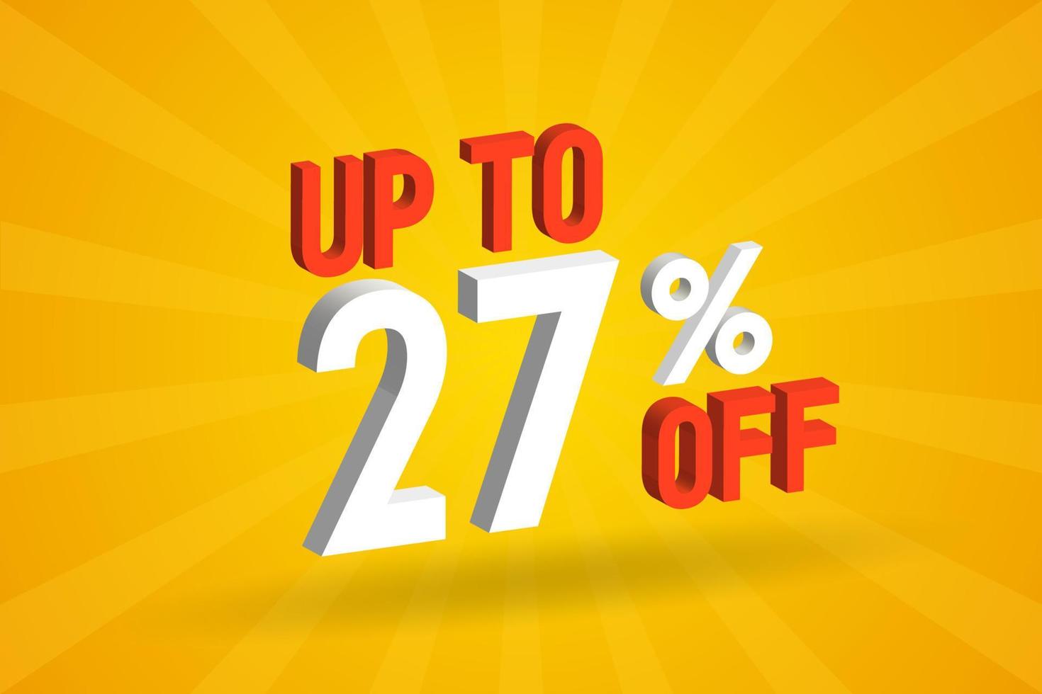 Up To 27 Percent off 3D Special promotional campaign design. Upto 27 of 3D Discount Offer for Sale and marketing. vector
