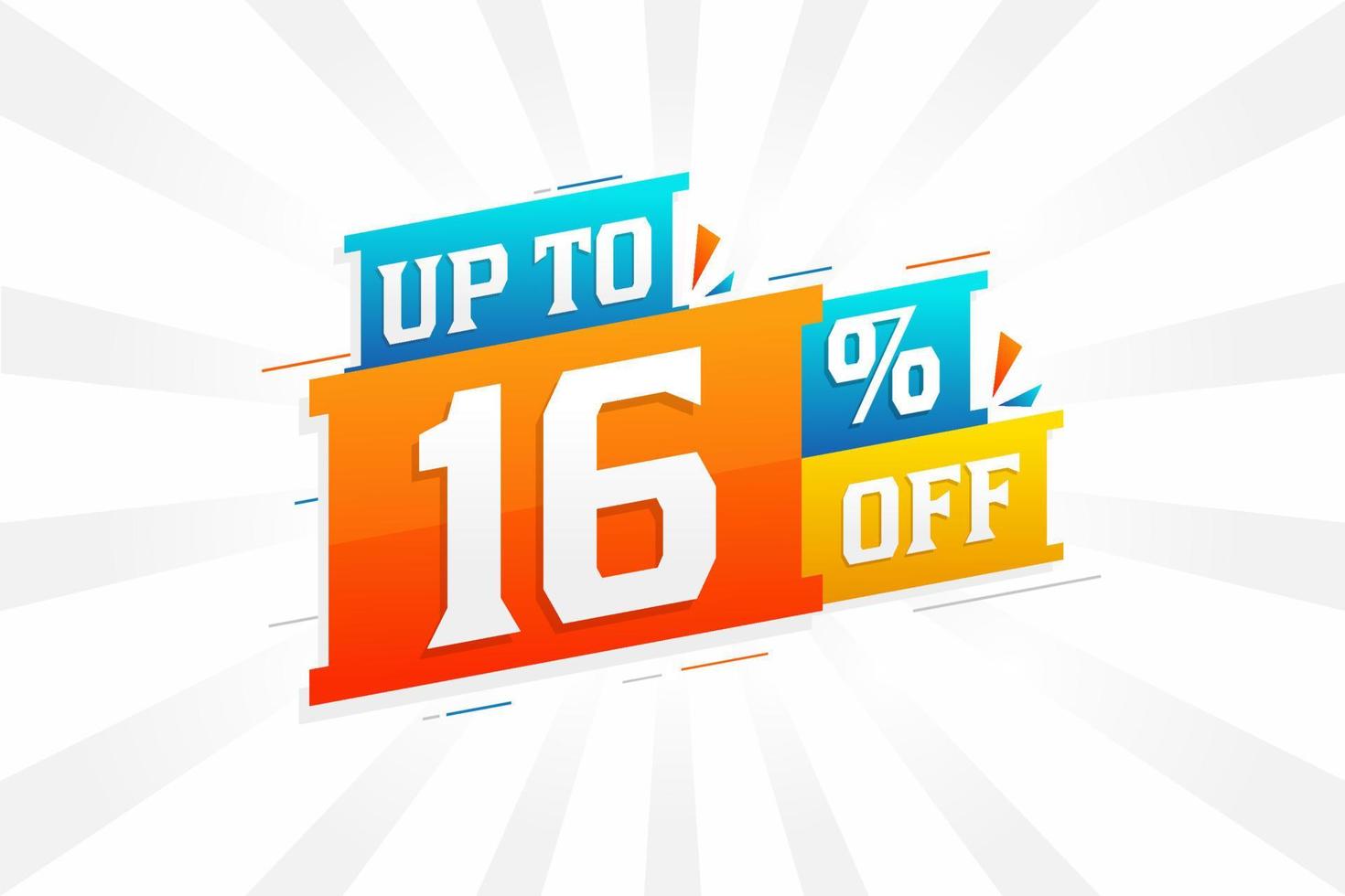 Sale of advertising campaign up to 16 Percent off promotional design. vector