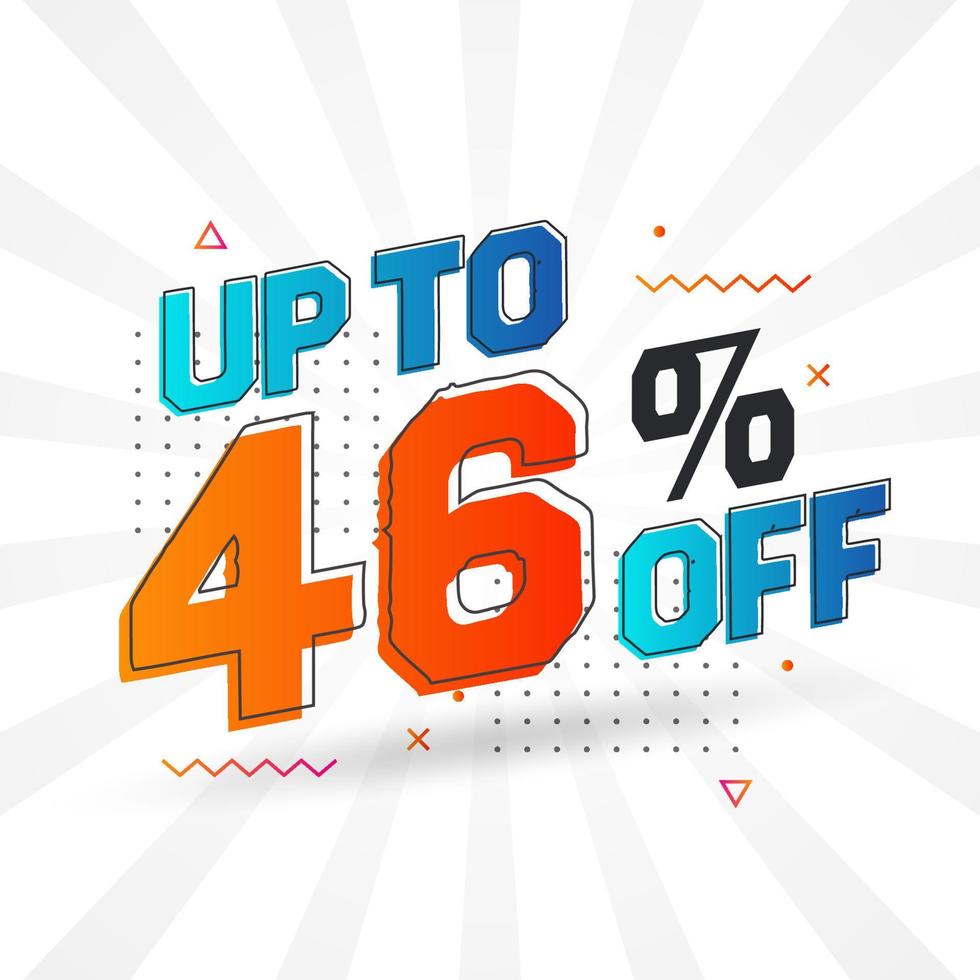 Sale of advertising campaign up to 46 Percent off promotional design. vector