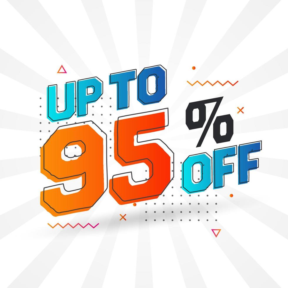 Sale of advertising campaign up to 95 Percent off promotional design. vector
