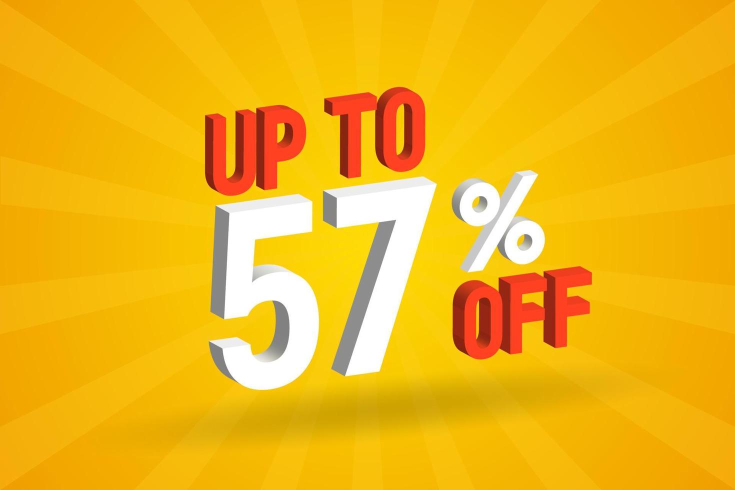 Up To 57 Percent off 3D Special promotional campaign design. Upto 57 of 3D Discount Offer for Sale and marketing. vector