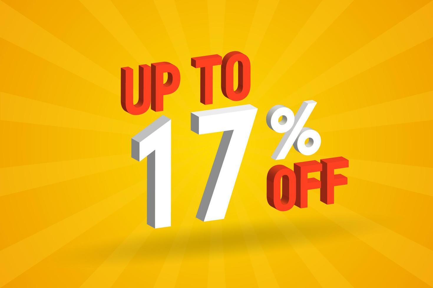 Up To 17 Percent off 3D Special promotional campaign design. Upto 17 of 3D Discount Offer for Sale and marketing. vector