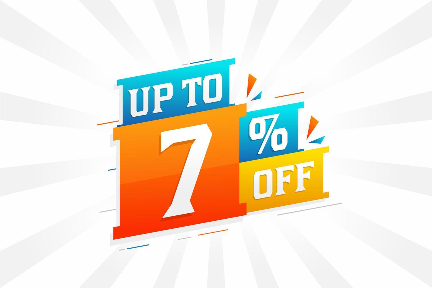 Sale of advertising campaign up to 7 Percent off promotional design. vector
