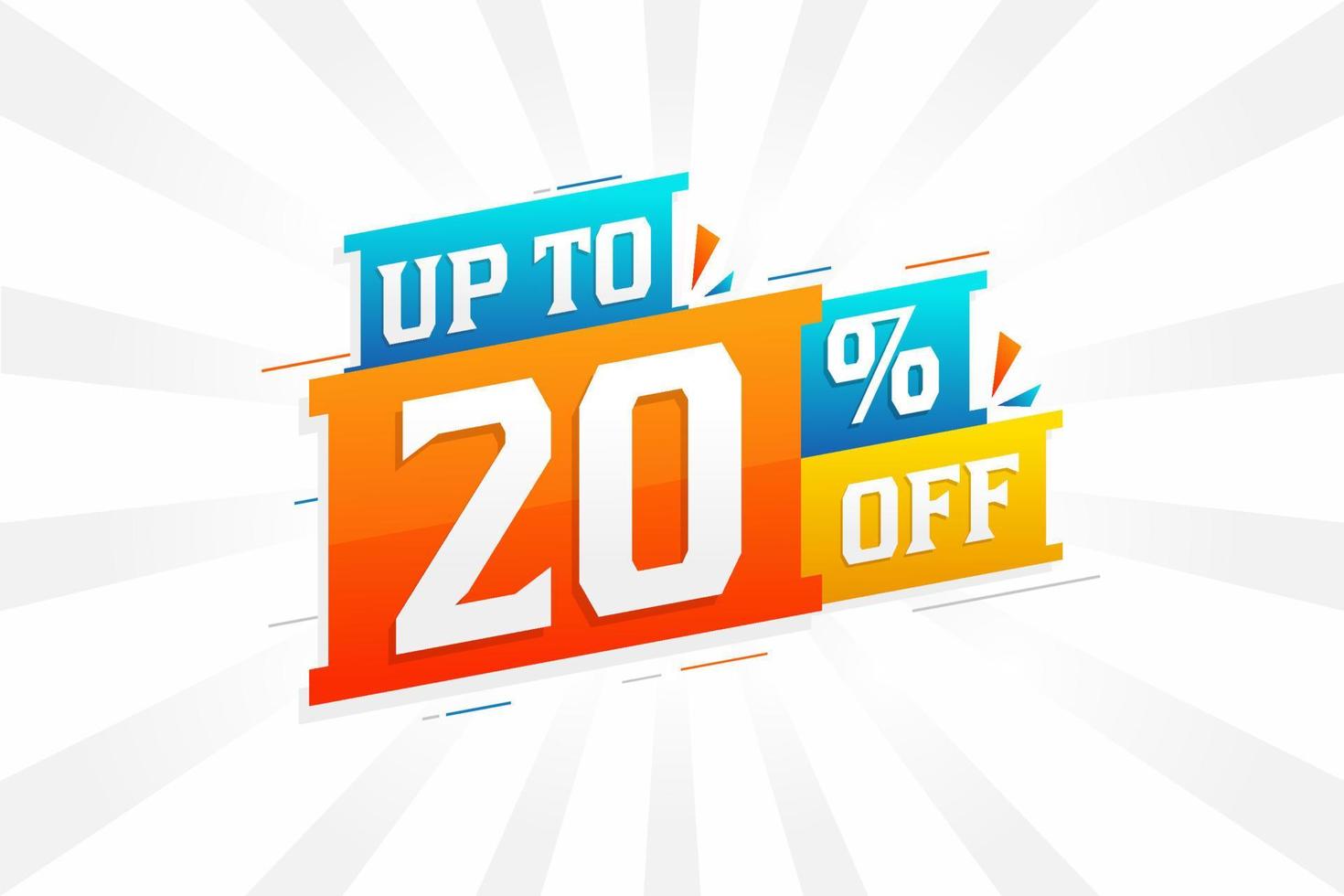 Sale of advertising campaign up to 20 Percent off promotional design. vector