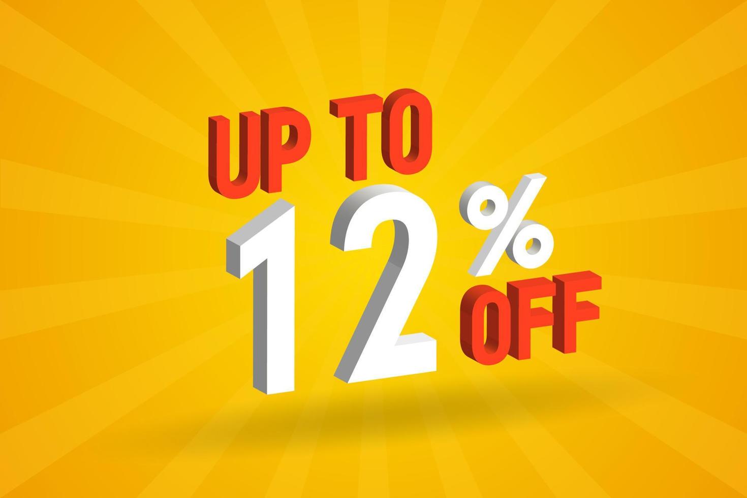Up To 12 Percent off 3D Special promotional campaign design. Upto 12 of 3D Discount Offer for Sale and marketing. vector