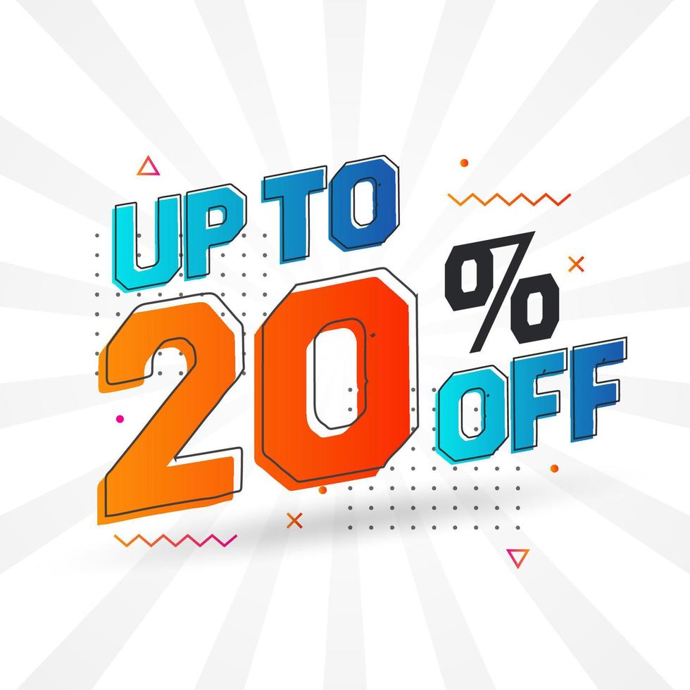 Sale of advertising campaign up to 20 Percent off promotional design. vector