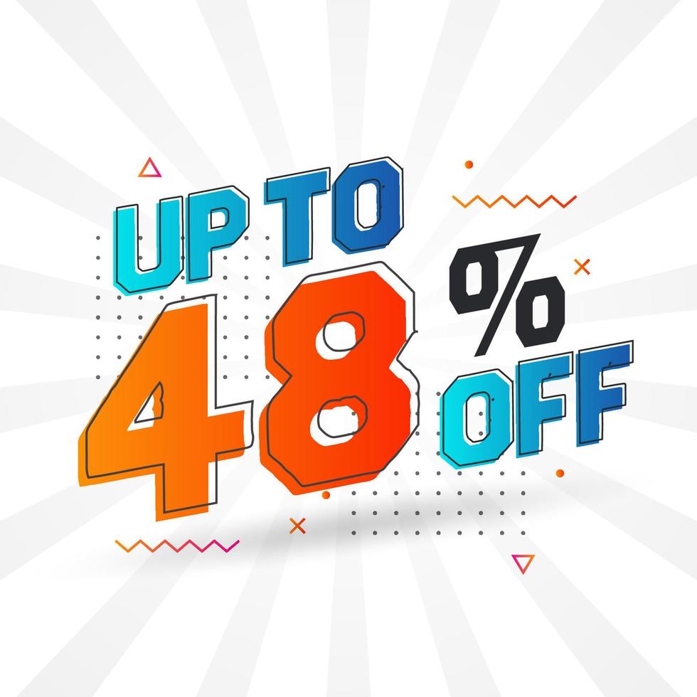 Sale of advertising campaign up to 48 Percent off promotional design. vector