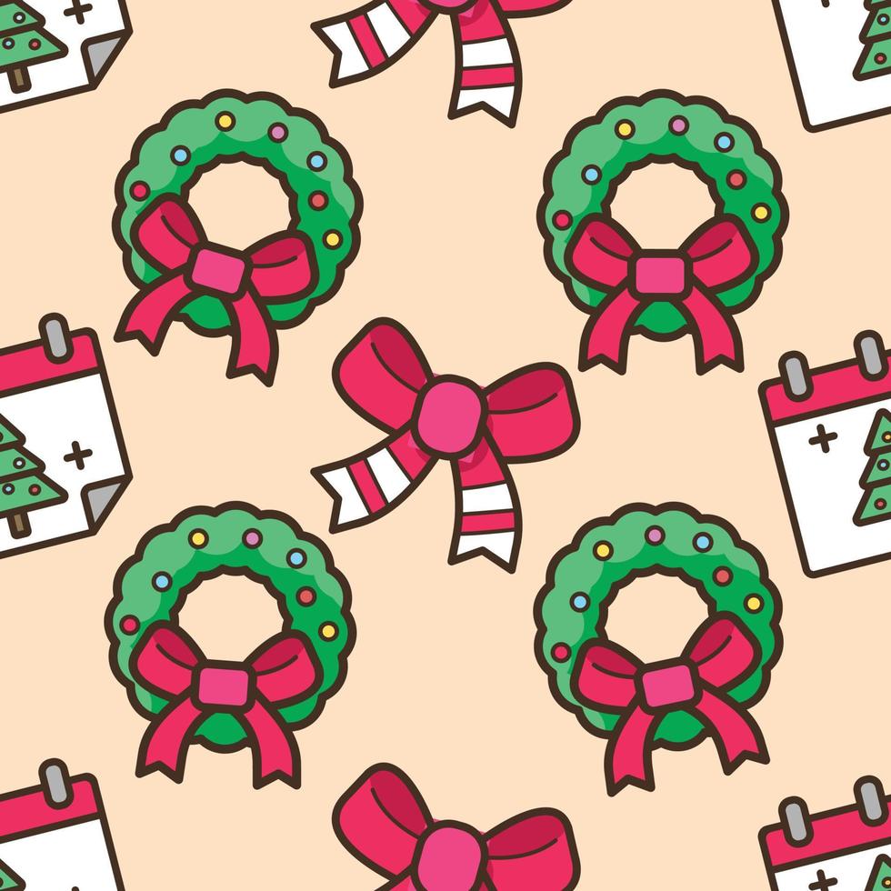 Christmas cartoon icons seamless pattern vector