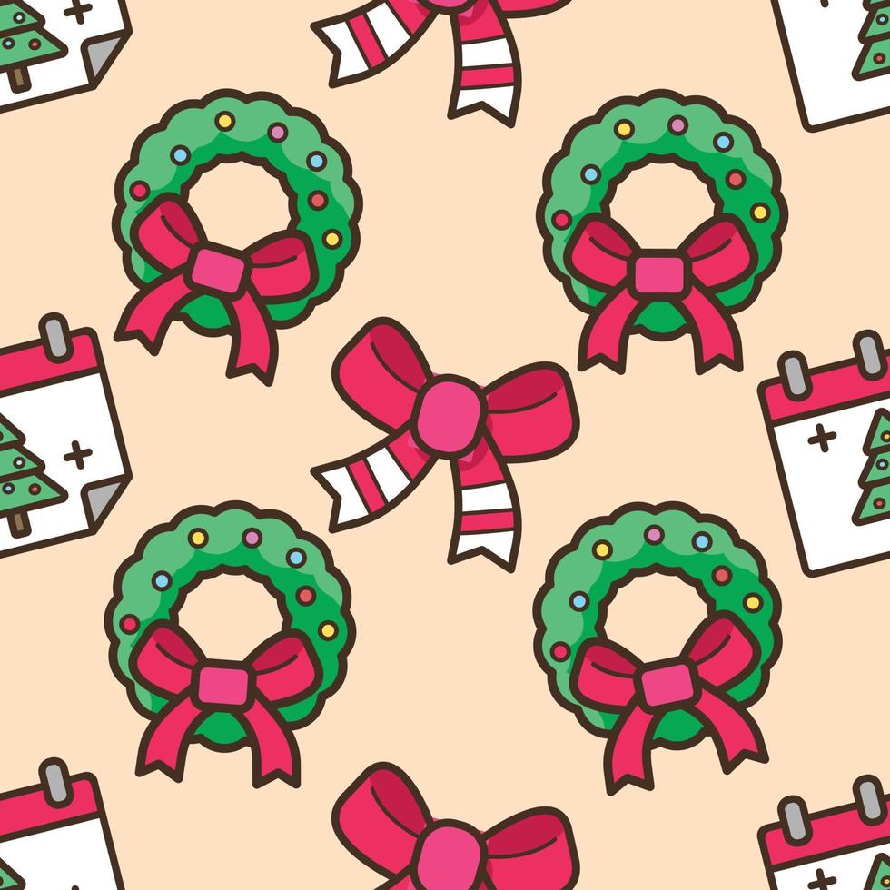 Christmas cartoon icons seamless pattern vector