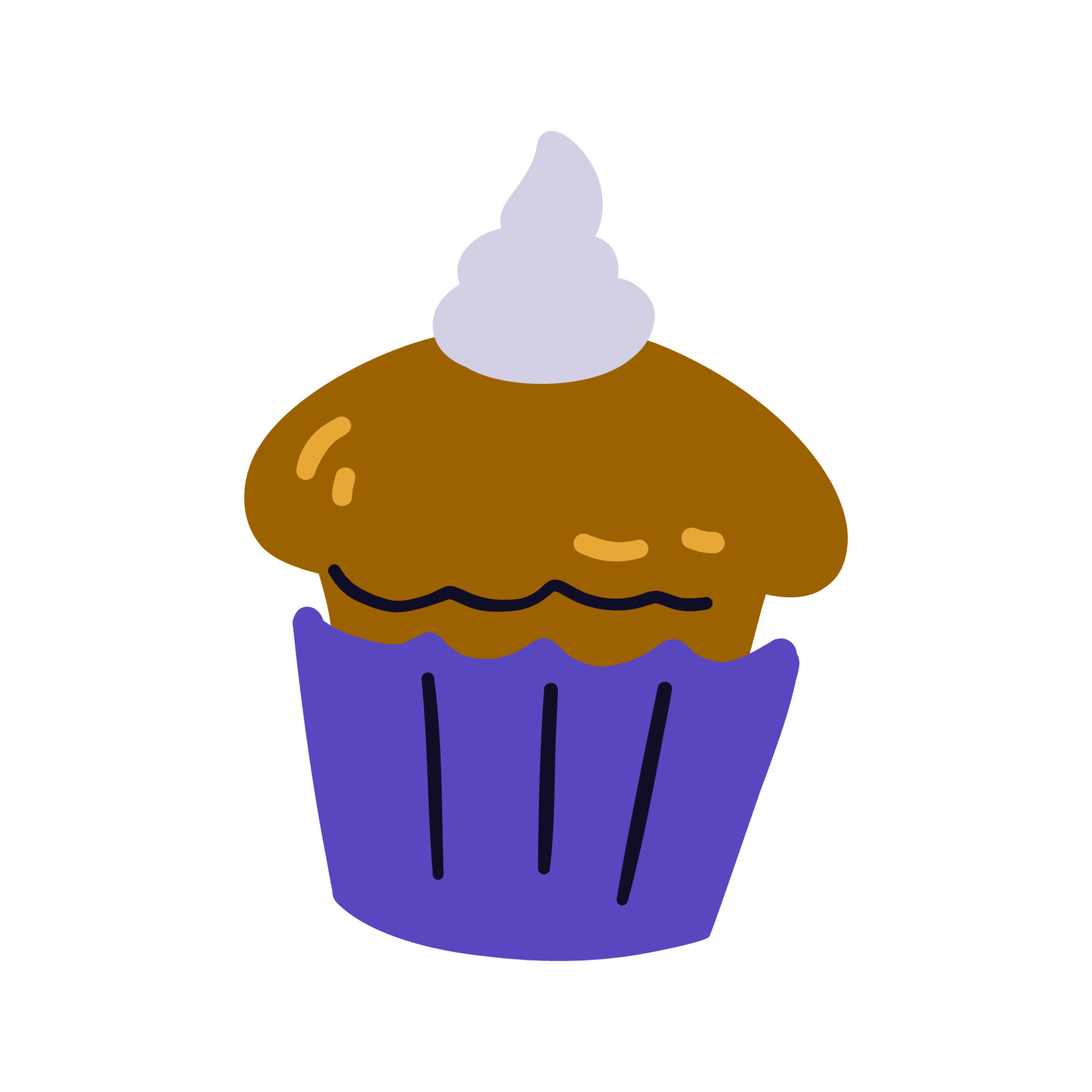 Cartoon design food element. Hand drawn Cupcake with cream 13868600 Vector  Art at Vecteezy