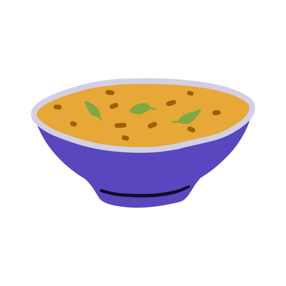 elemento de diseño de dibujos animados. plato de sopa dibujado a mano vector