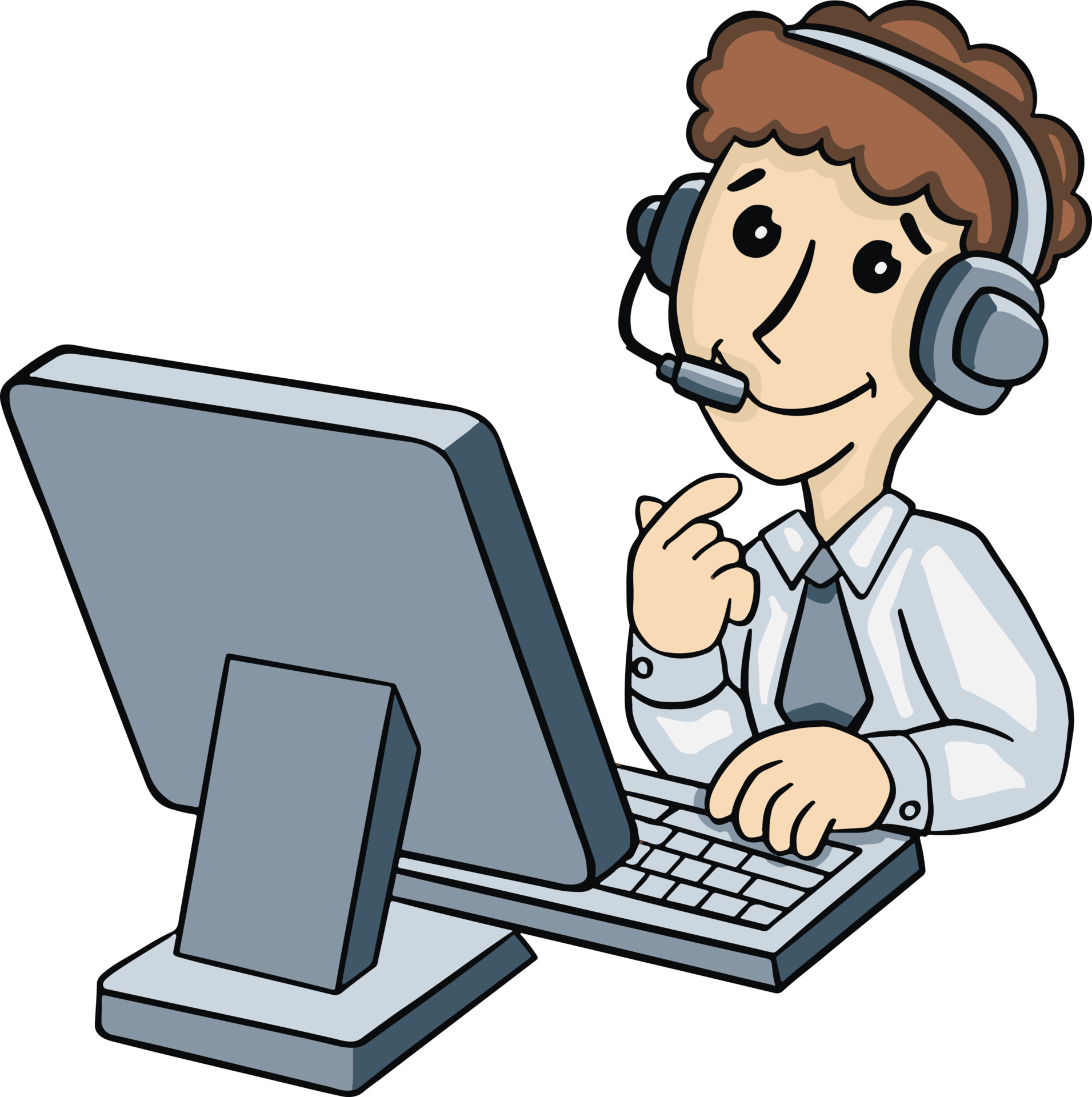 Man at the computer, service hand drawn icon 13868704 Vector Art at ...