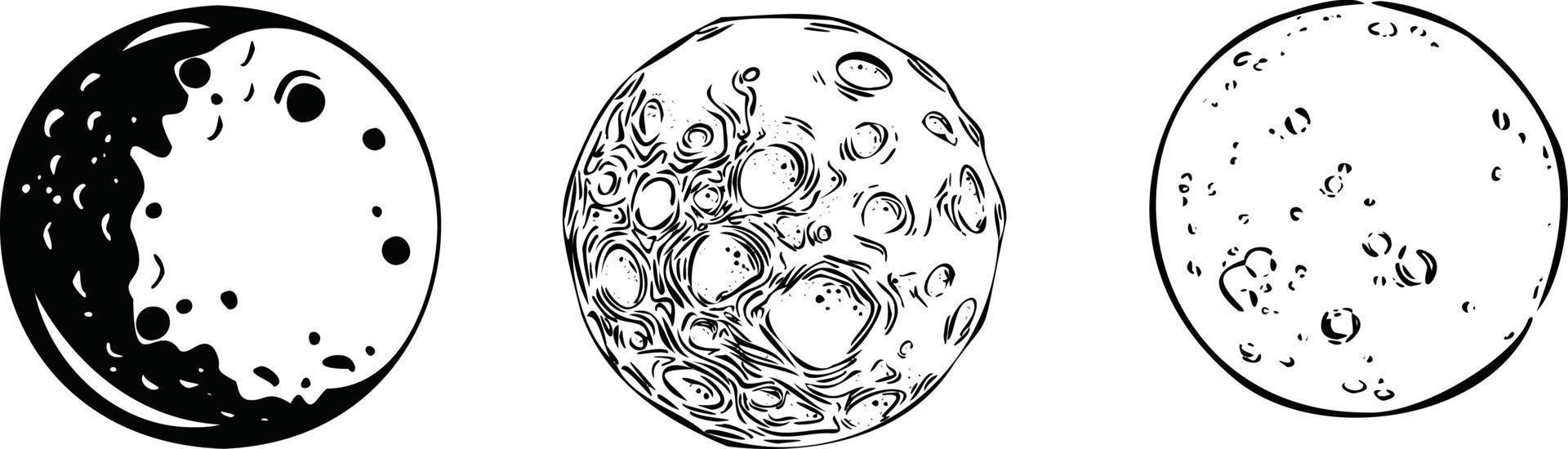 conjunto de ilustración de vector de silueta de luna llena