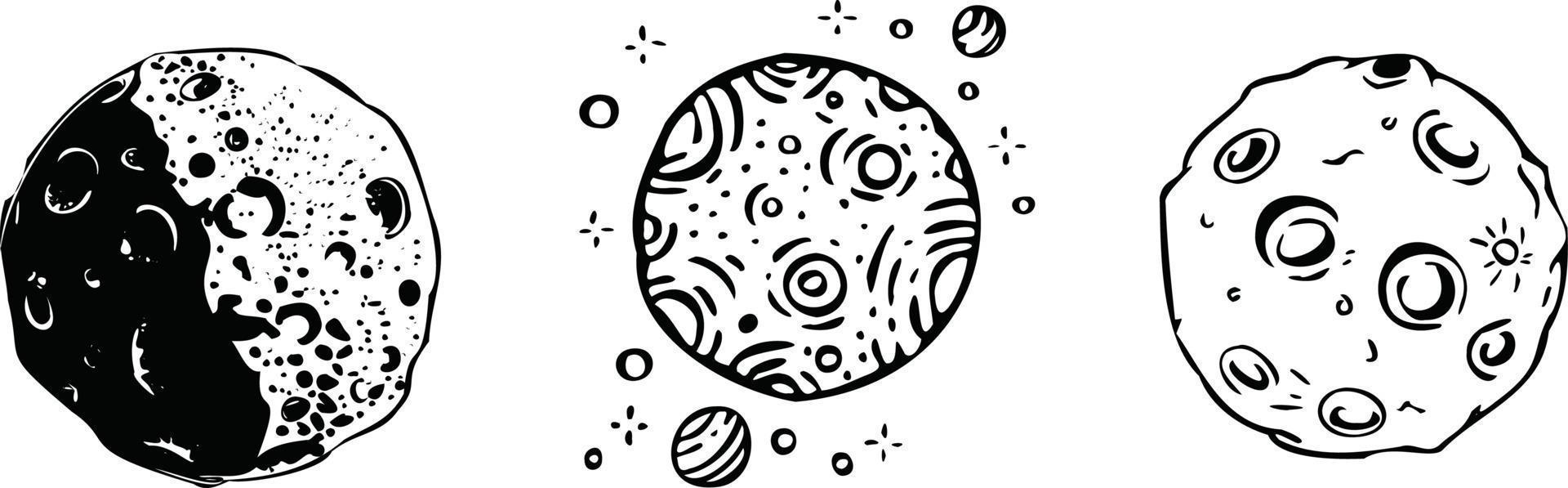 conjunto de ilustración de vector de silueta de luna llena