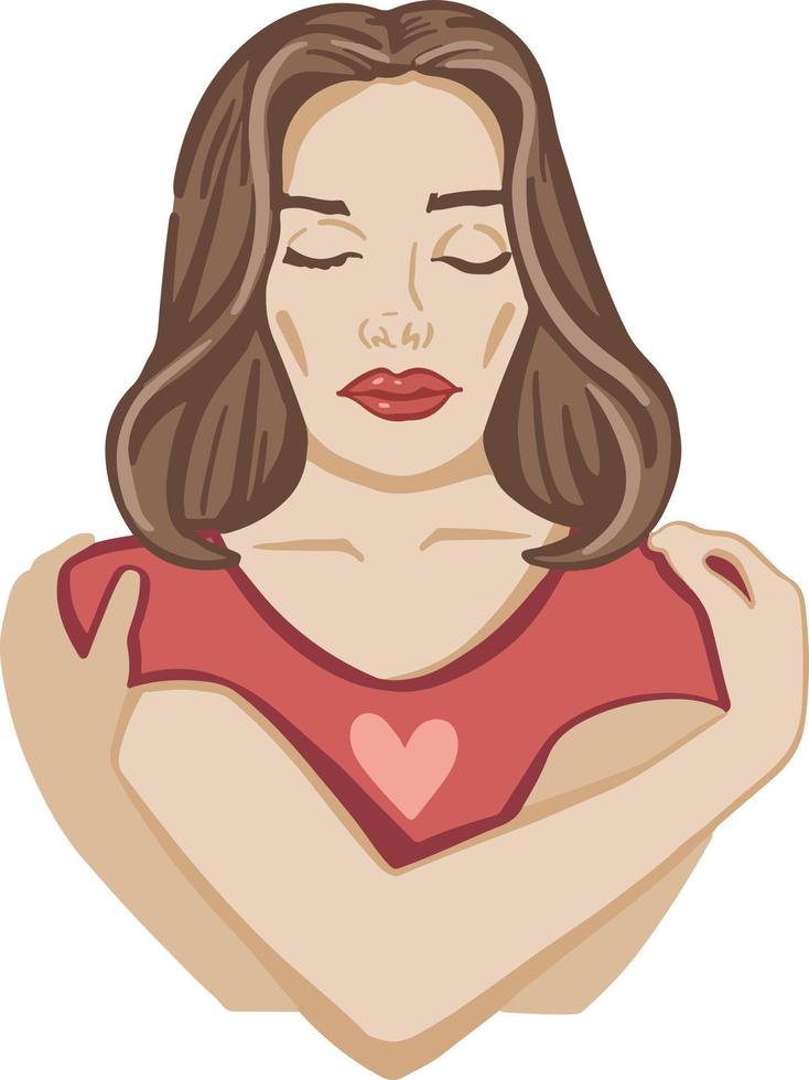 Girl, self love, harmony, self acceptance, icon symbol vector