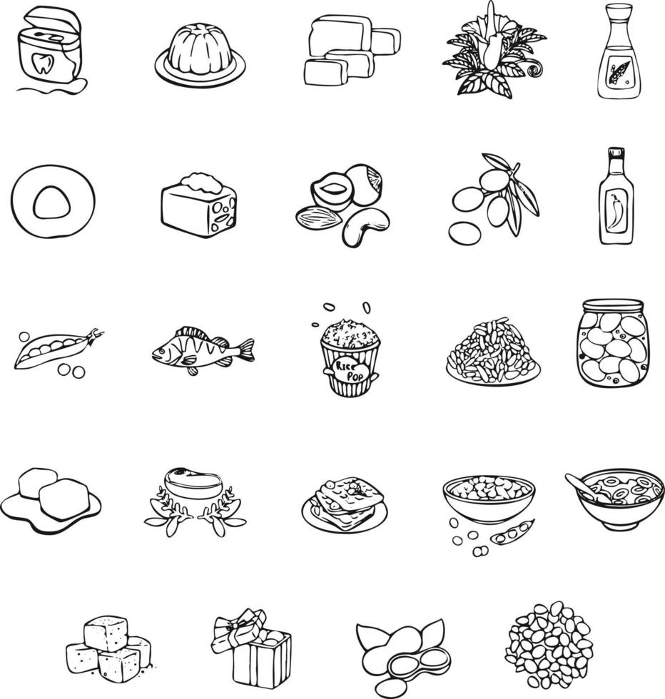 conjunto moderno de iconos con símbolo de línea de alimentos. vector