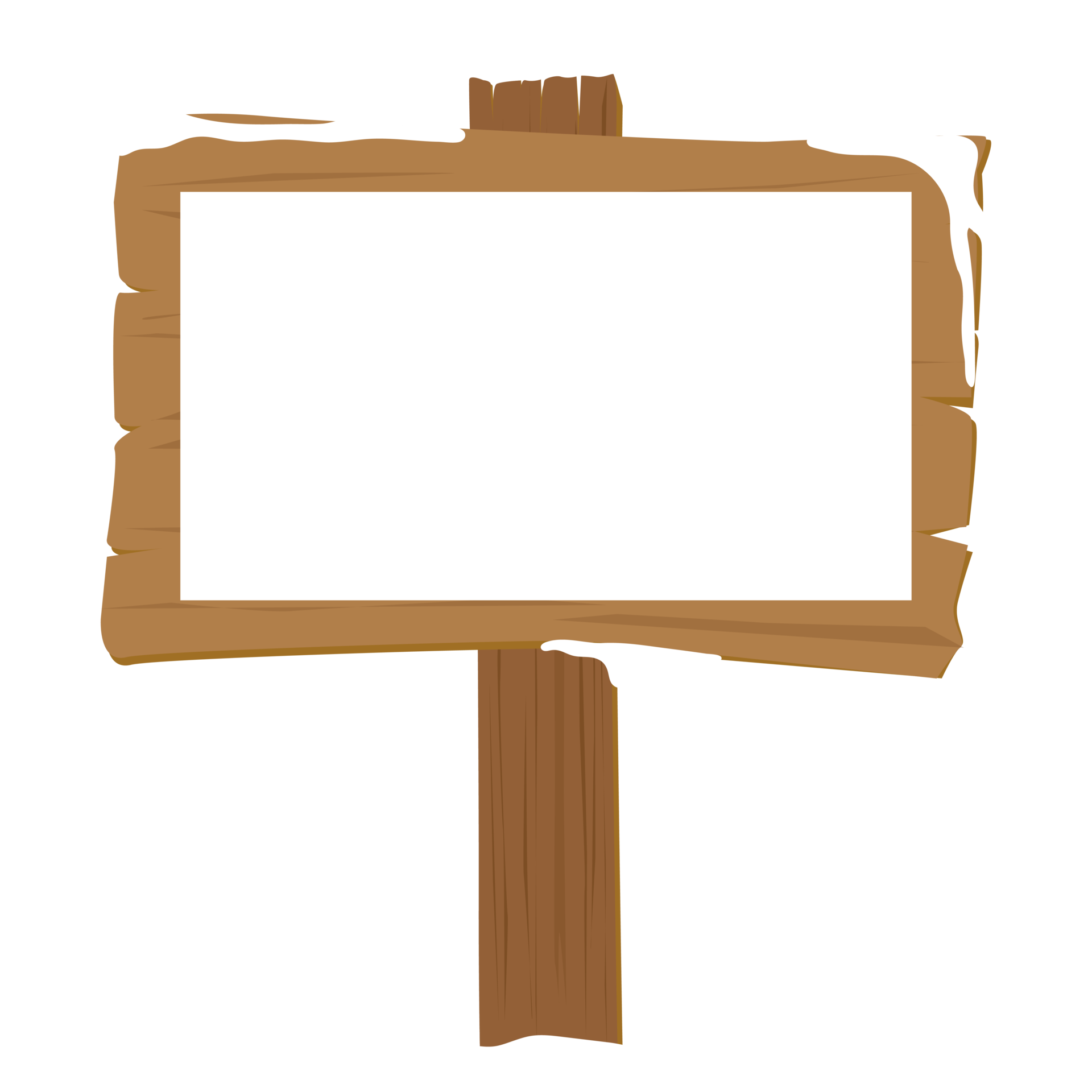 Wood sign posts with snow on transparent background, cartoon Winter