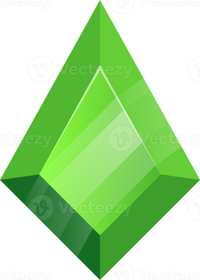 Green shiny diamonds cuts. Jewelry gems magic stone for interface design. png