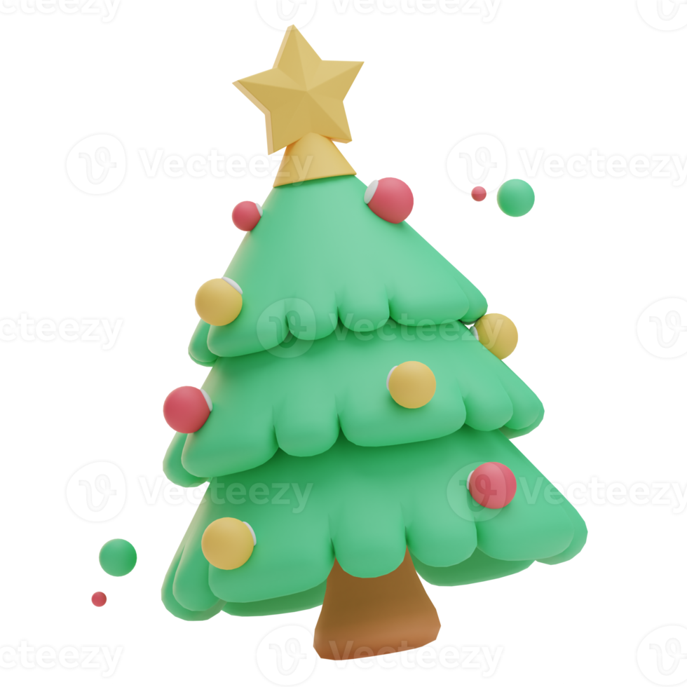 ilustração de árvore de natal de renderização 3D png