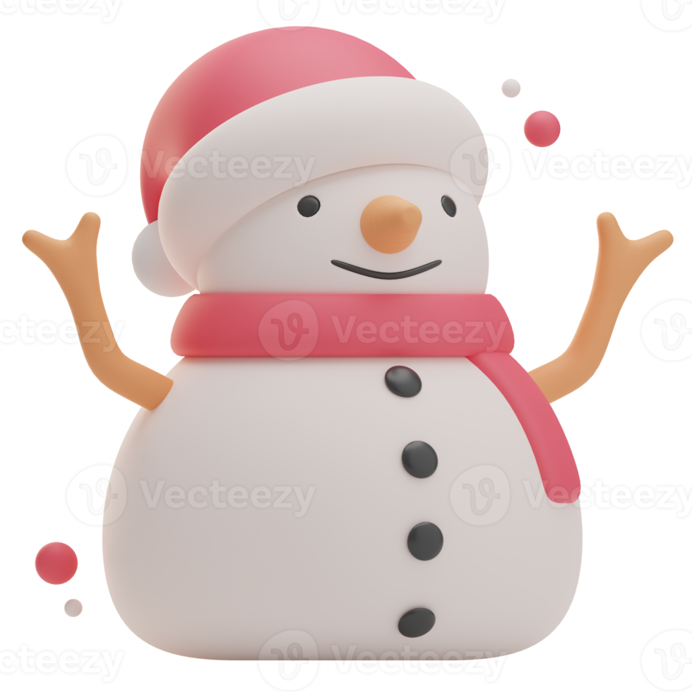 Representación 3d ilustración de muñeco de nieve de navidad png