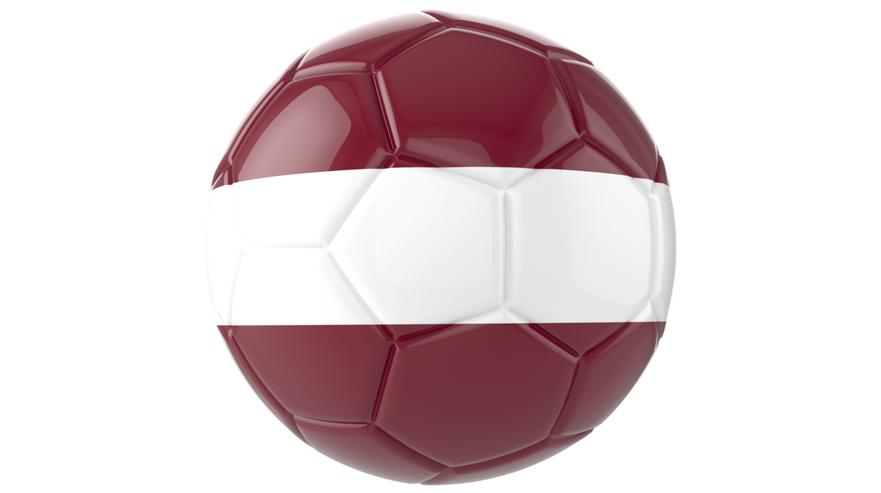 Balón de fútbol realista en 3d con la bandera de letonia aislado en un fondo png transparente
