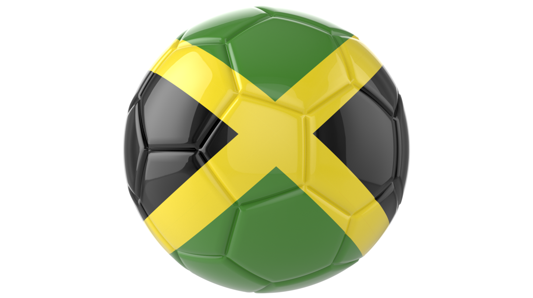 3d realistic soccer ball with the flag of Jamaica on it isolated on transparent PNG background