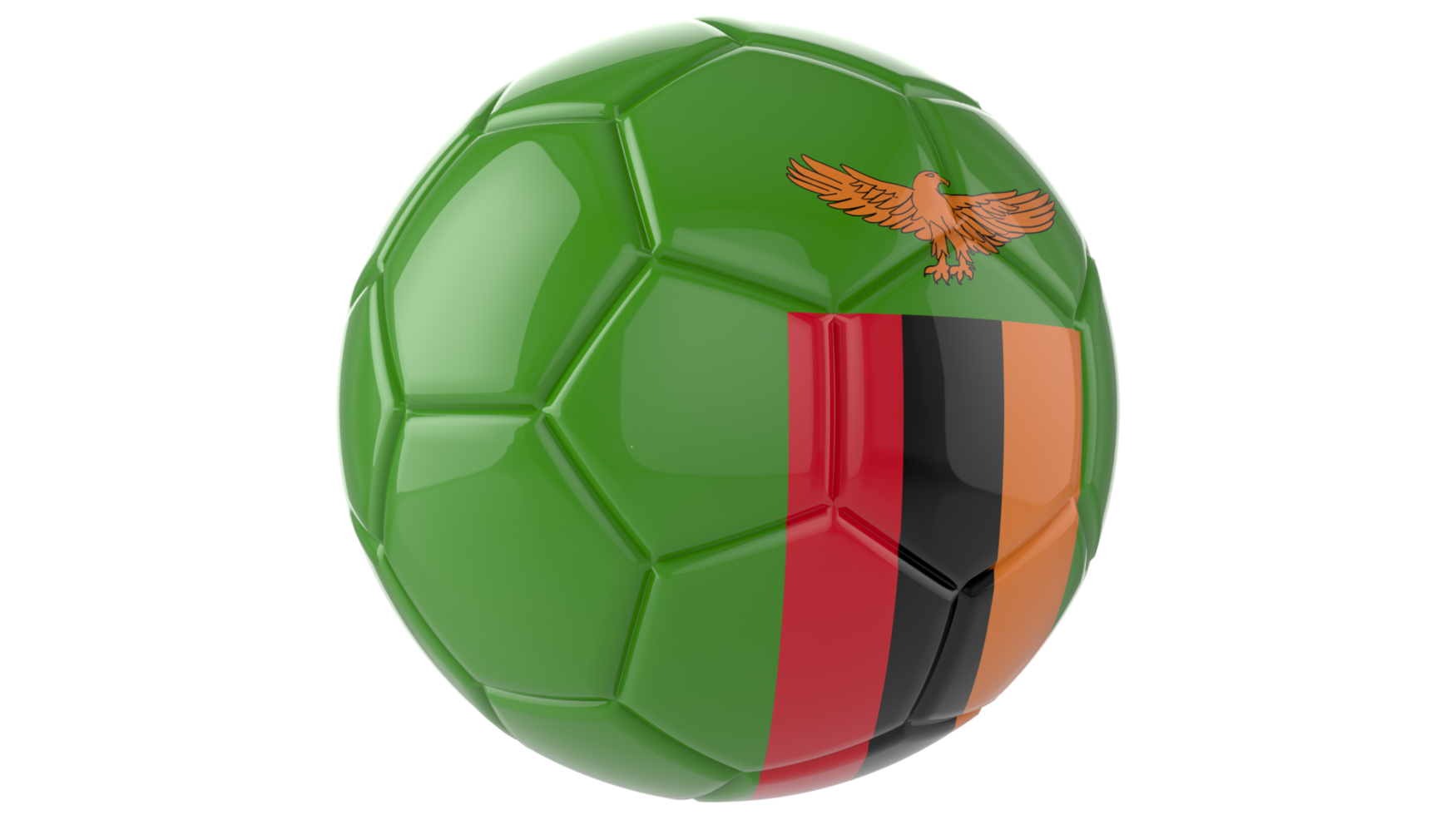 3d realistisch voetbal bal met de vlag van Zambia Aan het geïsoleerd Aan transparant PNG achtergrond