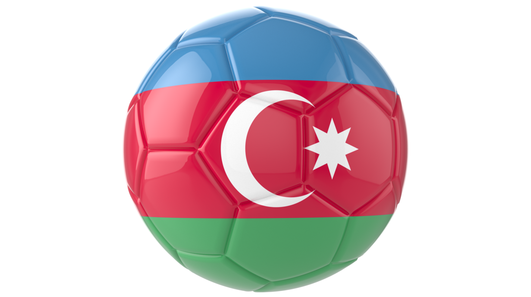 3d realistic soccer ball with the flag of Azerbaijan on it isolated on transparent PNG background