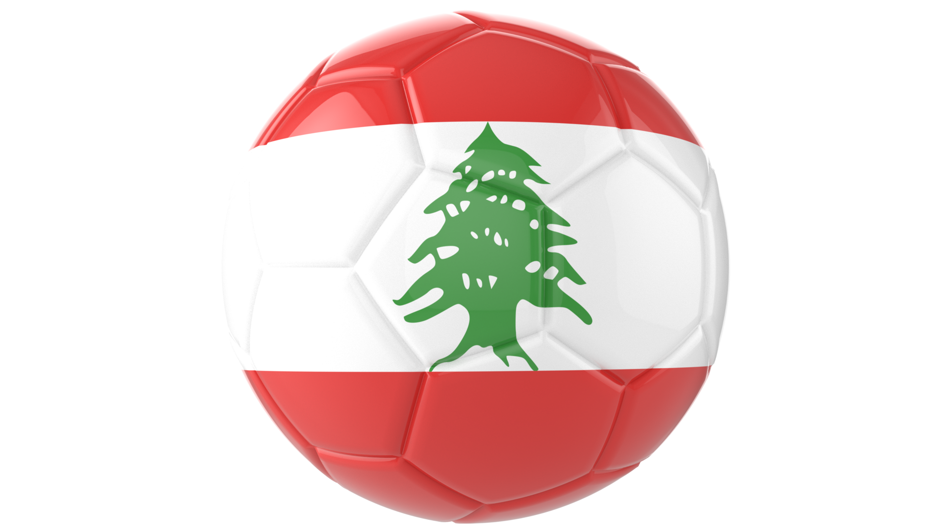 3d realistic soccer ball with the flag of Lebanon on it isolated on