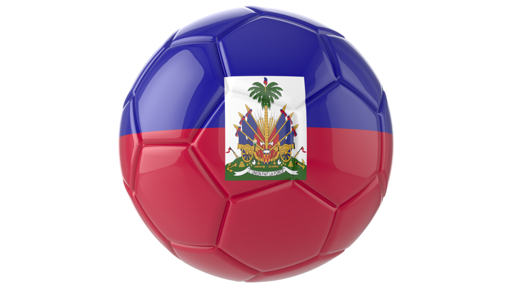 3d realistic soccer ball with the flag of Haiti on it isolated on transparent PNG background