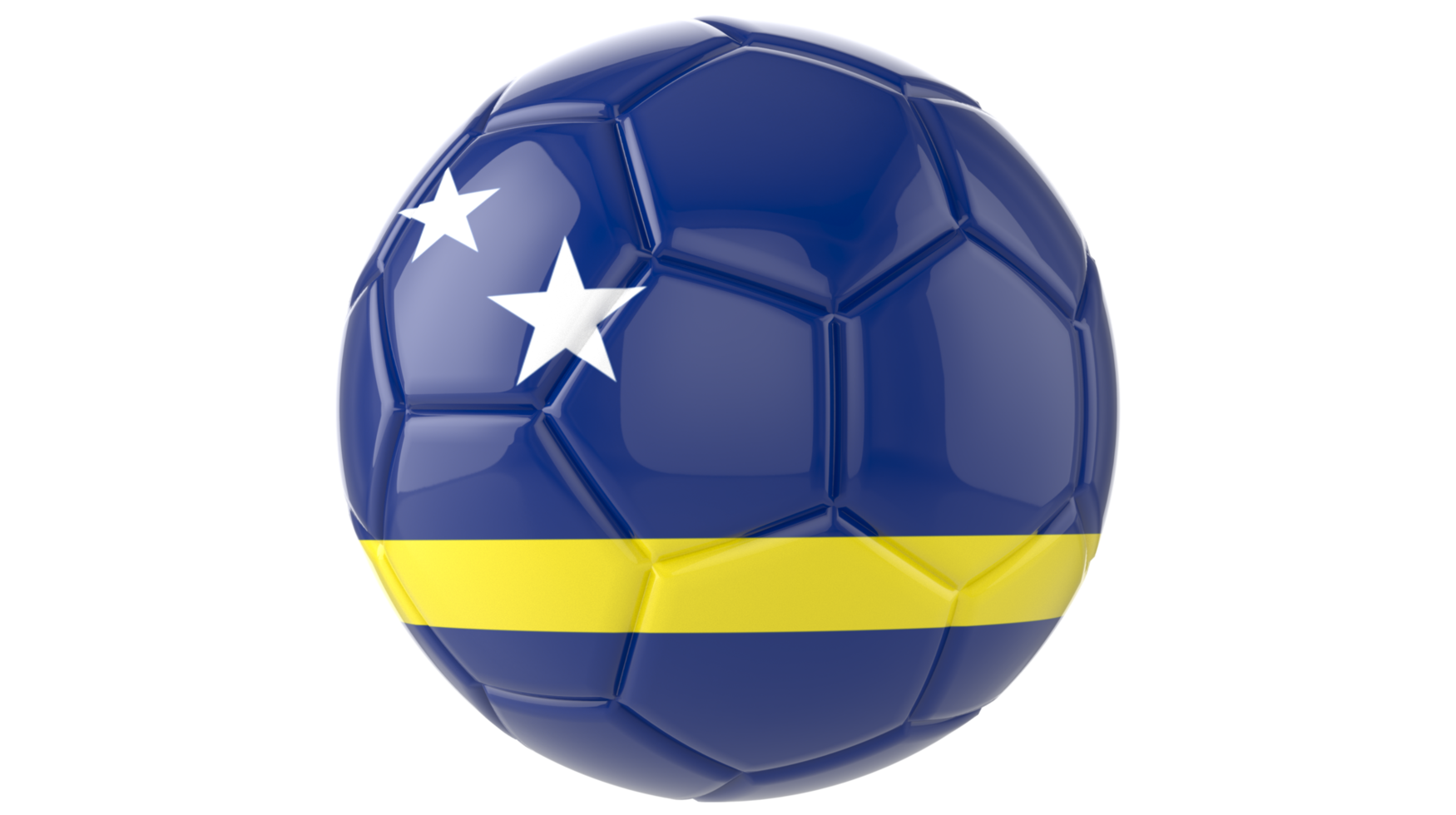 3d realistic soccer ball with the flag of Curacao on it isolated on transparent PNG background