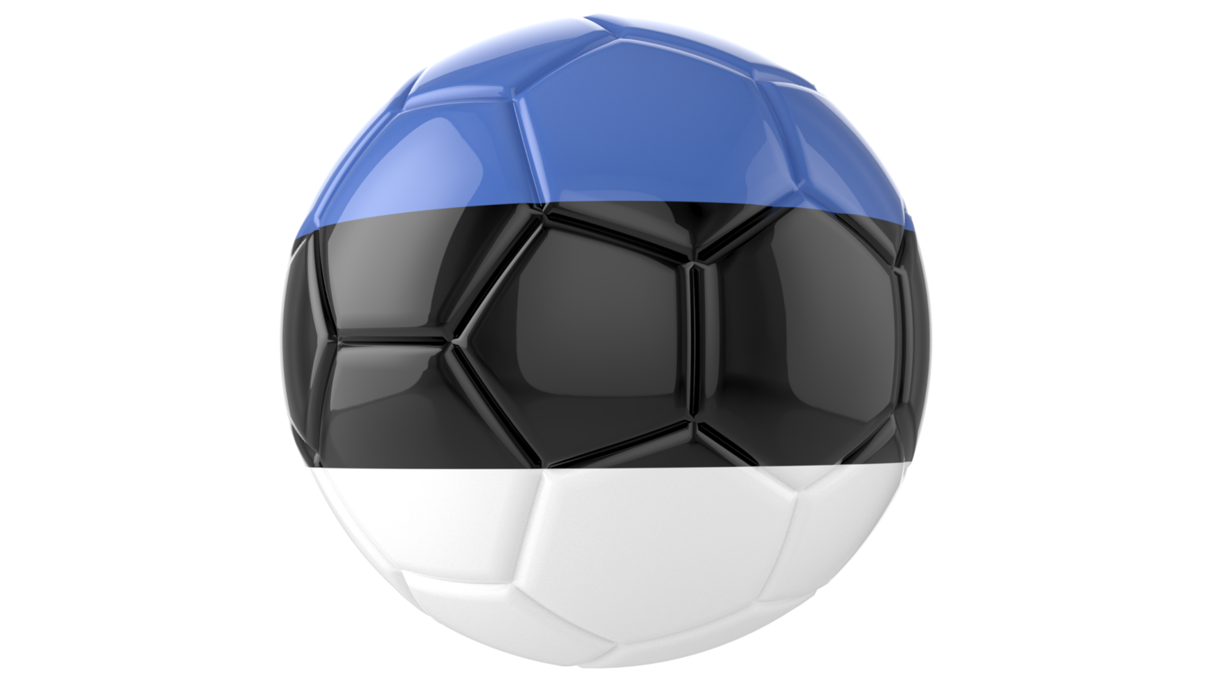 Balón de fútbol realista en 3d con la bandera de estonia aislado en un fondo png transparente