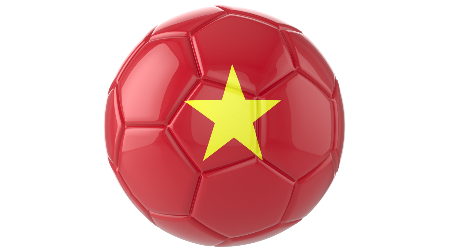 3d realistic soccer ball with the flag of Vietnam on it isolated on transparent PNG background