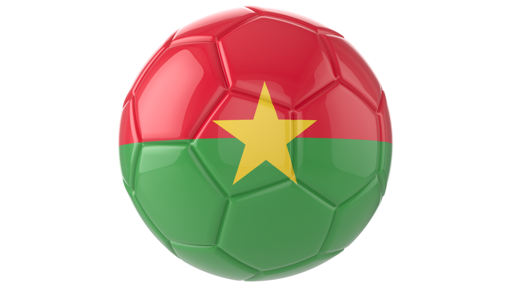 3d bola de futebol realista com a bandeira do burkina faso isolada em fundo png transparente