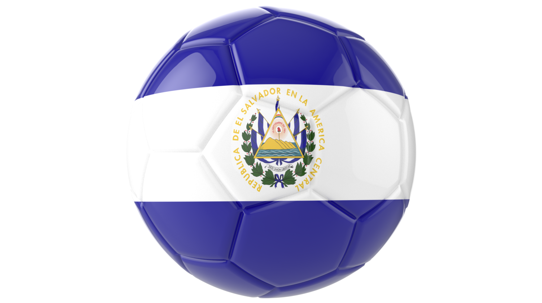 3d realistic soccer ball with the flag of El Salvador on it isolated on transparent PNG background