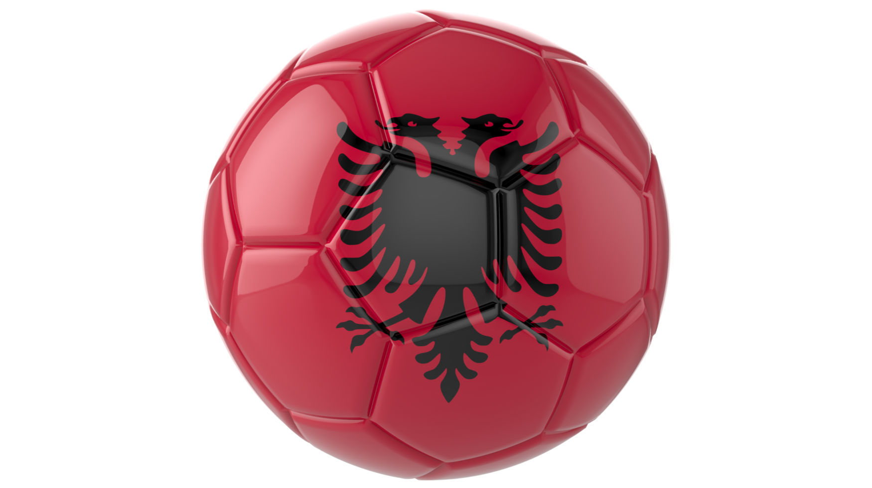 3d realistic soccer ball with the flag of Albania on it isolated on transparent PNG background