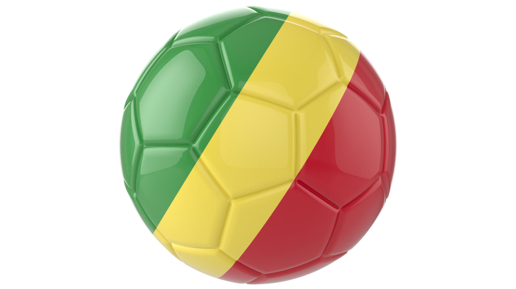 3d realistic soccer ball with the flag of Congo on it isolated on transparent PNG background