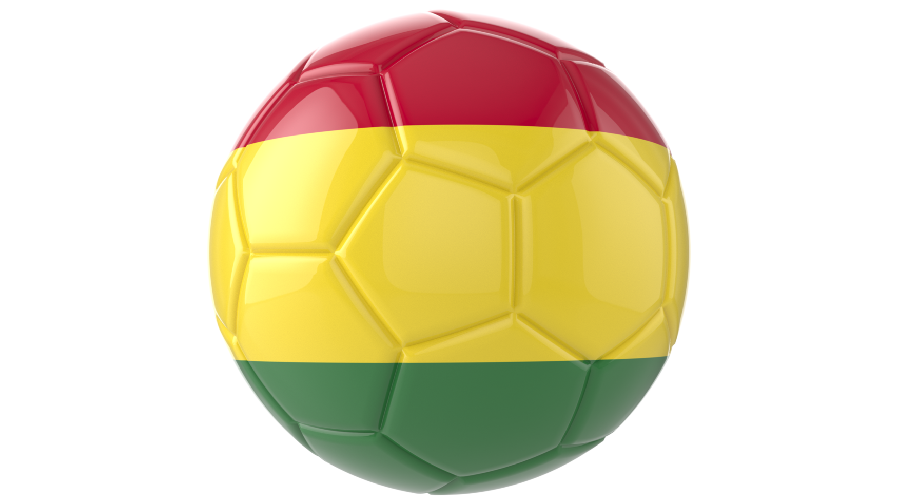 3d realistic soccer ball with the flag of Bolivia on it isolated on transparent PNG background